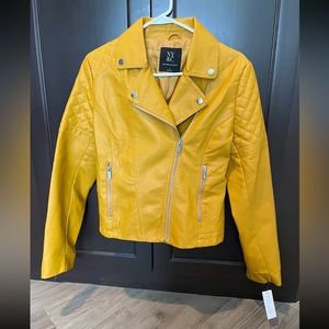 NY&C Faux Leather Jacket in Mustard